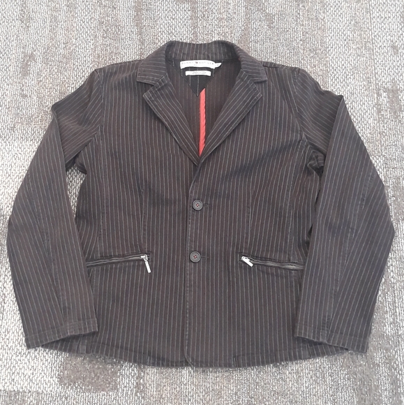 Vintage Tommy Hilfiger Jeans Pinstripe Denim Blazer (Large) + Pants (Size 10) - Picture 7 of 16